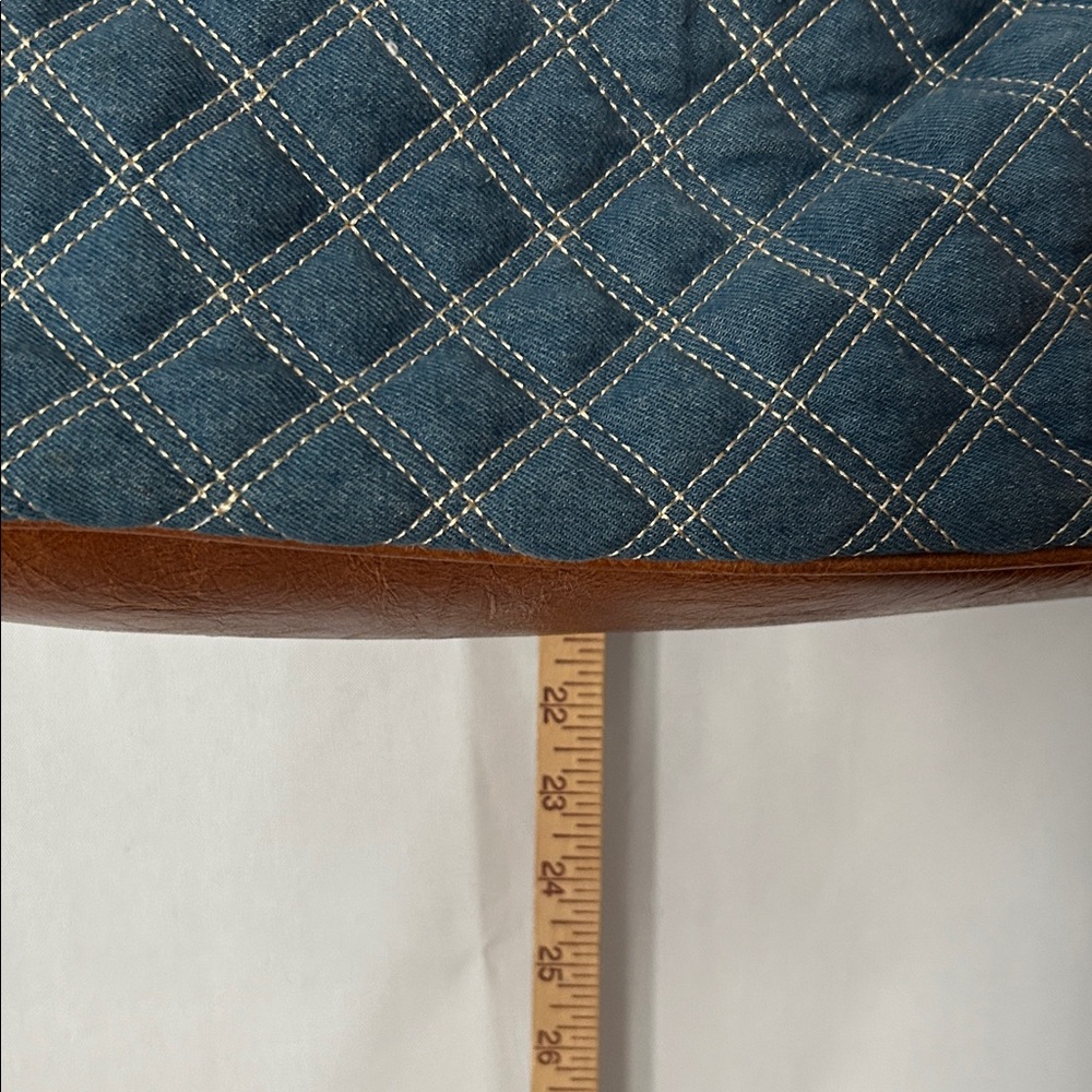 Denim and Faux Leather Diamond Stitched Hobo Style Bag - Picture 13 of 15